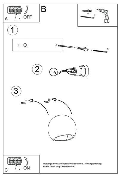 Applique GLOBE 1xE27/60W/230V bianca