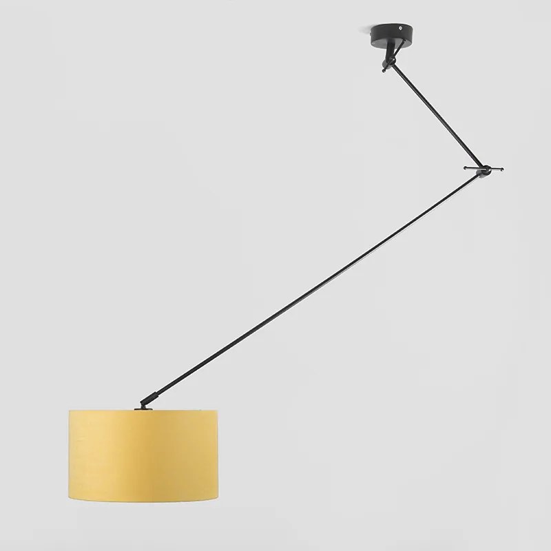 Lampada a sospensione nera con paralume 35 cm giallo regolabile - Blitz I