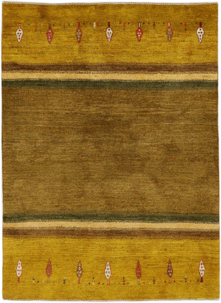 Gabbeh Tappeto 150x200 Verde (Iran) Annodato A Mano