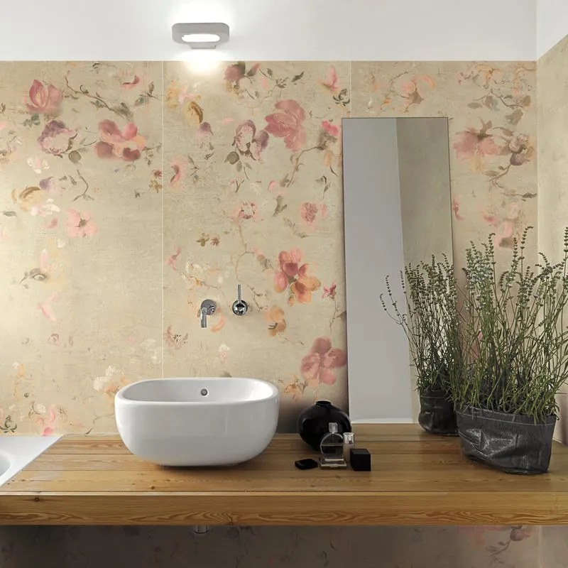 Piastrella da pavimento e rivestimento interno rettificato Decoro City Flower Beige 60x120 in gres porcellanato satinato beige 60 x 120 cm Sp. 10 mm traffico molto intenso (pei 5/5) R10