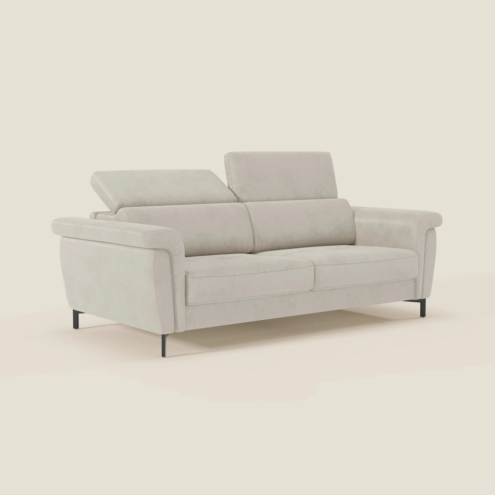 Capri divano letto di design con piedini alti - poggiatesta reclinabili in raffinato tessuto effetto velluto smacchiabile T30