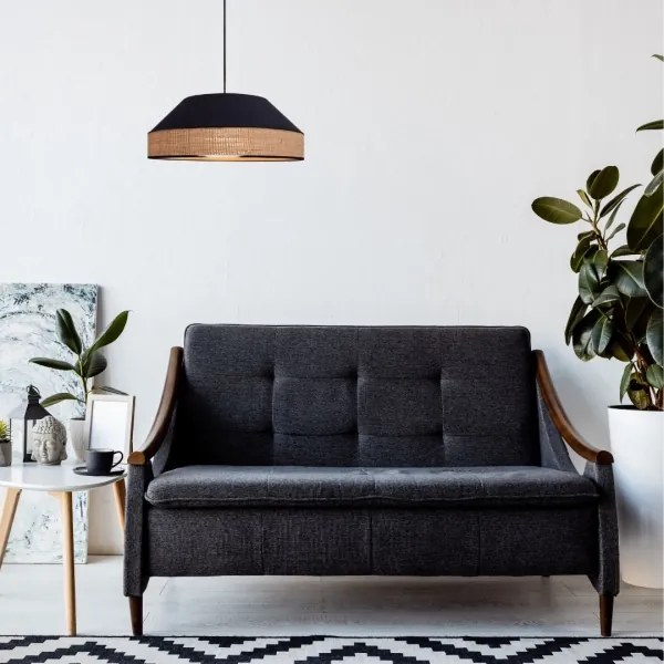 Lampadario a sospensione con filo MANISO 1xE27/60W/230V diametro 45 cm nero/beige