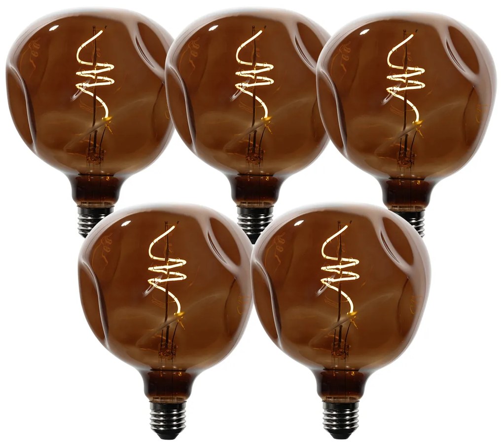 Set di 5 lampadine LED E27 dimmerabili T125 marroni 4W 120 lm 1800K