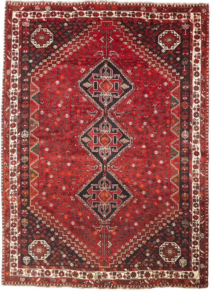 Shiraz Tappeto persiano 230x310 Rosso (Iran) Annodato A Mano