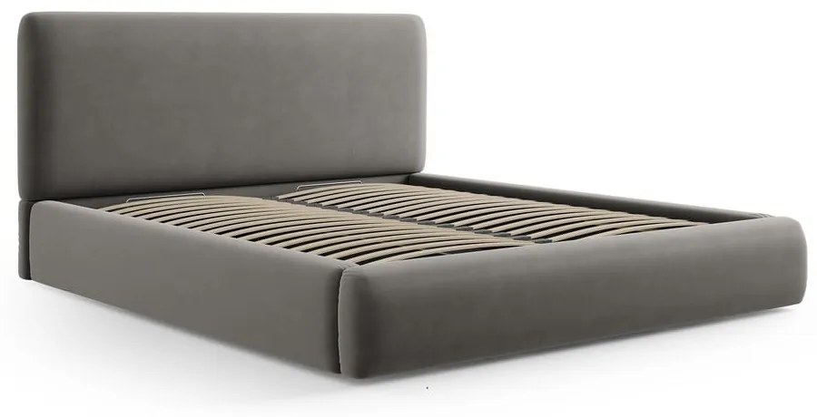 Letto matrimoniale imbottito grigio con contenitore e doghe 180x200 cm Colonel - Cosmopolitan Design