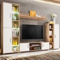 Parete Attrezzata Porta TV con Luci LED Rovere Sonoma e Bianco cod mxl 15140