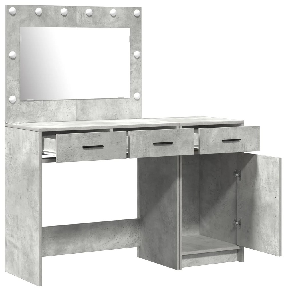 Set da toeletta a 2 pezzi con led grigio cemento in legno ingegnerizzato
