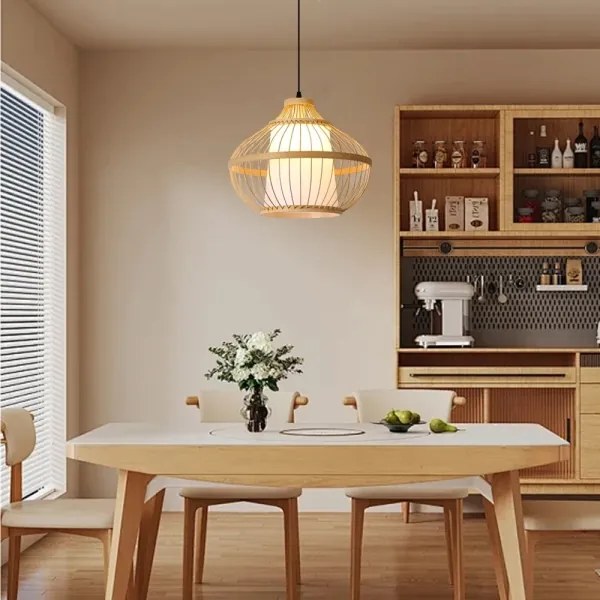 Immax 08256L - Lampadario a sospensione con filo PINCHOS 1xE27/40W/230V diametro 40 cm bambù