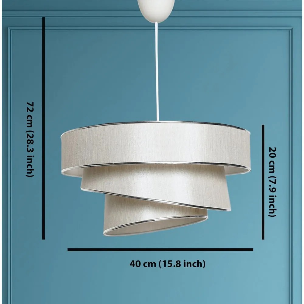 Lampadario color crema/argentato con paralume in tessuto ø 40 cm Couper – Opviq lights