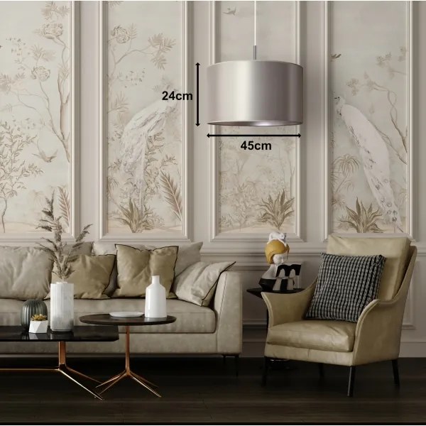 Duolla - Lampadario a sospensione con filo CANNES 1xE27/15W/230V diametro 45 cm argento