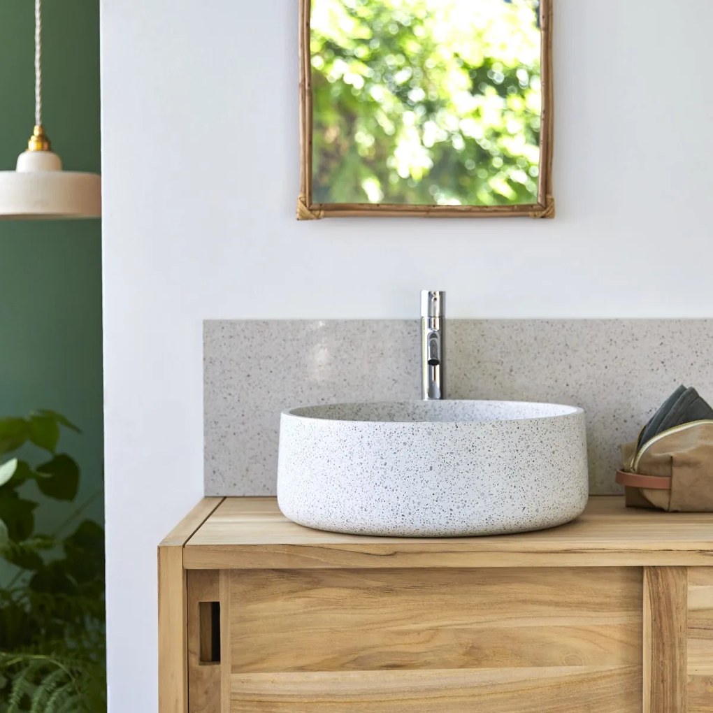 Tikamoon - Lavabo in battuto di terrazzo premium white Milos