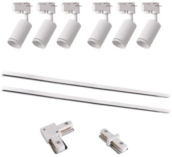 Faretto per sistema a binario PARIGI 6xGU10/10W/230V +2x1 m rotaia sistema