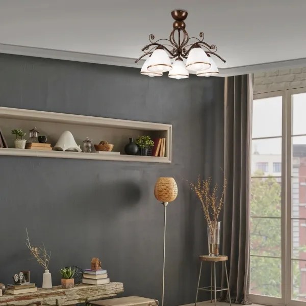 Lampadario a plafone RETRO 5xE27/60W/230V patina di bronzo