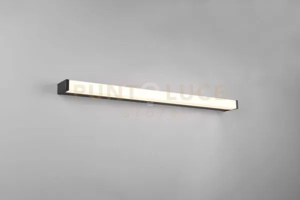 Fabio h2o applique led 12w 1400lm, 3000k nero ip44 l. 80cm dimmerabile