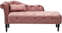 Chaise Lounge in velluto rosa imbottito con rivestimento a sinistra e cuscino in stile retr tradizionale