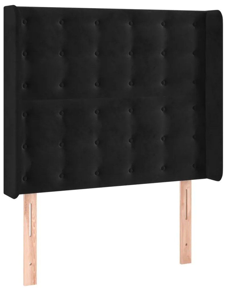 Testiera a led nera 83x16x118/128 cm in velluto