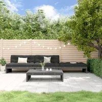 Set Divani da Giardino 4pz con Cuscini in Legno Massello Grigio 3186139