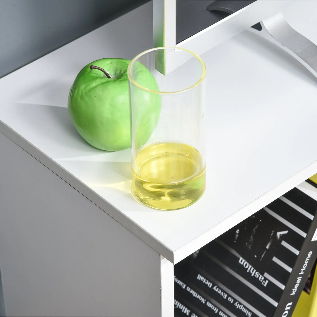 Mobile Porta TV fino a 42" 120x30x41 cm con Armadietto e Ripiani in Legno Bianco...