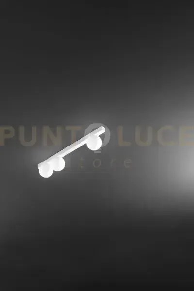 Applique in metallo bianco e vetro bianco acidato snooky 3 luci att...