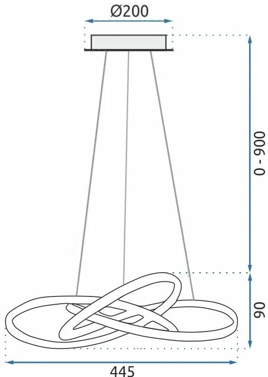 Lampada Da Soffitto Pensile Ring Moderno LED+Telecomando APP392-CP Bianco