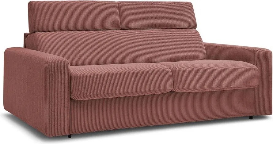 Divano rosa allungabile con rivestimento in velluto a coste 195 cm Monaco – Bobochic Paris