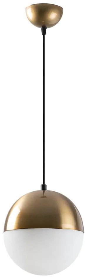 Lampadario bianco/dorato con paralume in vetro ø 20 cm Bastos – Opviq lights