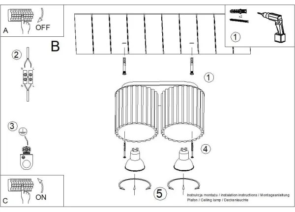 Sollux SL.1815 - Faretto AURA 2xGU10/10W/230V taupe