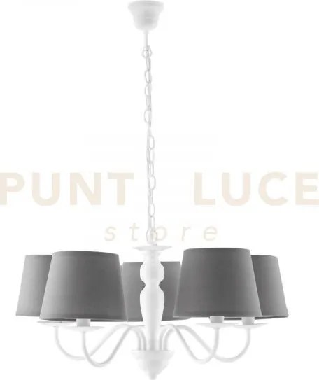 Lampadario favola bianco e grigio 5 luci attacco e14 56x100cm in me...