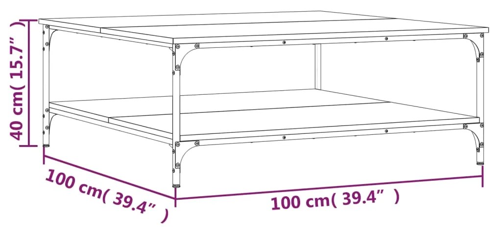 Tavolino Salotto Rovere Marrone 100x100x40 cm Legno Multistrato