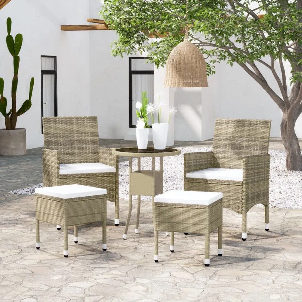 Set divani da giardino 5 pz in polyrattan beige