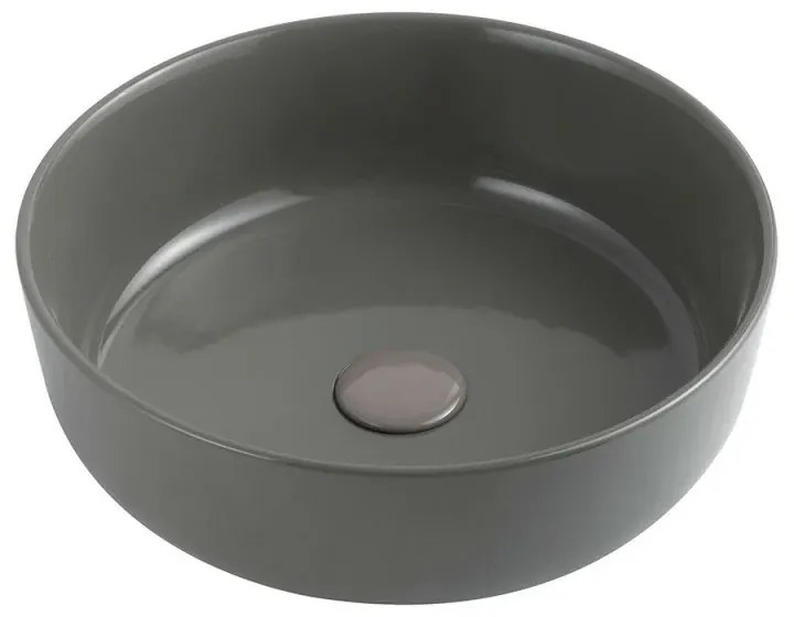 Lavabo da appoggio grigio cemento tondo 38,5 cm in ceramica Zelos