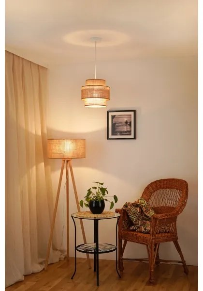 Brilagi - Lampadario a sospensione con filo SPACE YUTE 1xE27/15W/230V diametro 25 cm beige/bianco