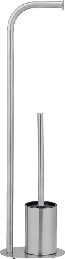 Porta carta igienica color argento opaco in acciaio inox con supporto con spazzola Levante – Wenko