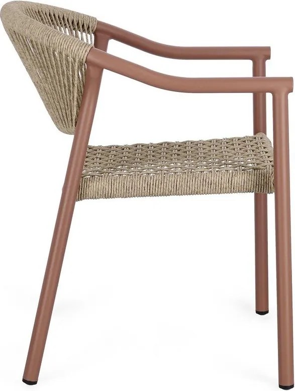 Sedia da esterno rossa/di colore naturale in metallo Canarias – Bizzotto