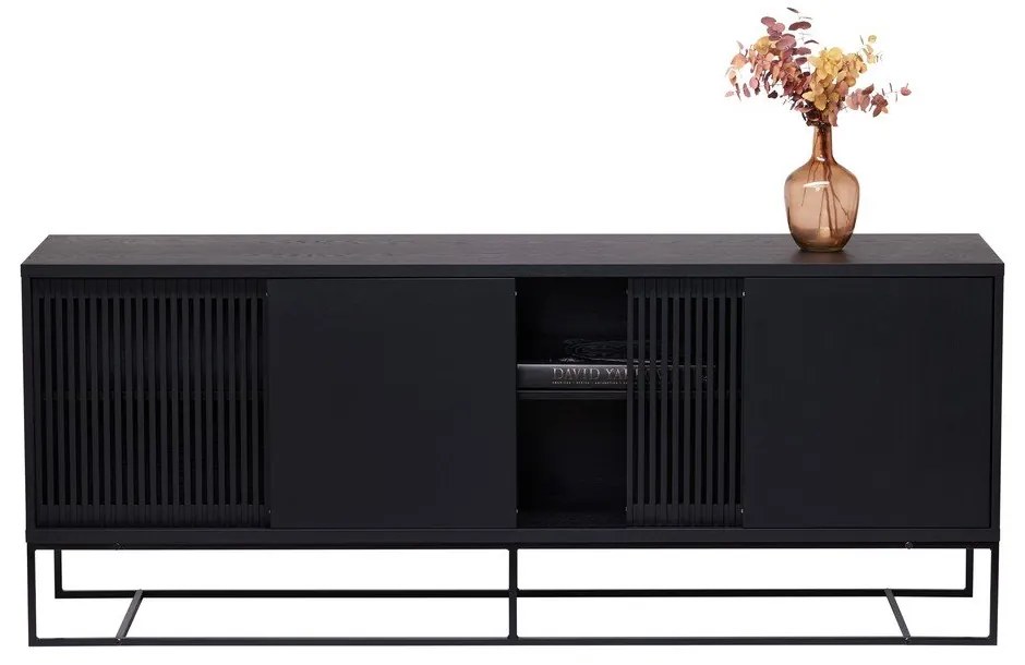 Cassettiera bassa nera in rovere 188x75 cm Ende - Woodman