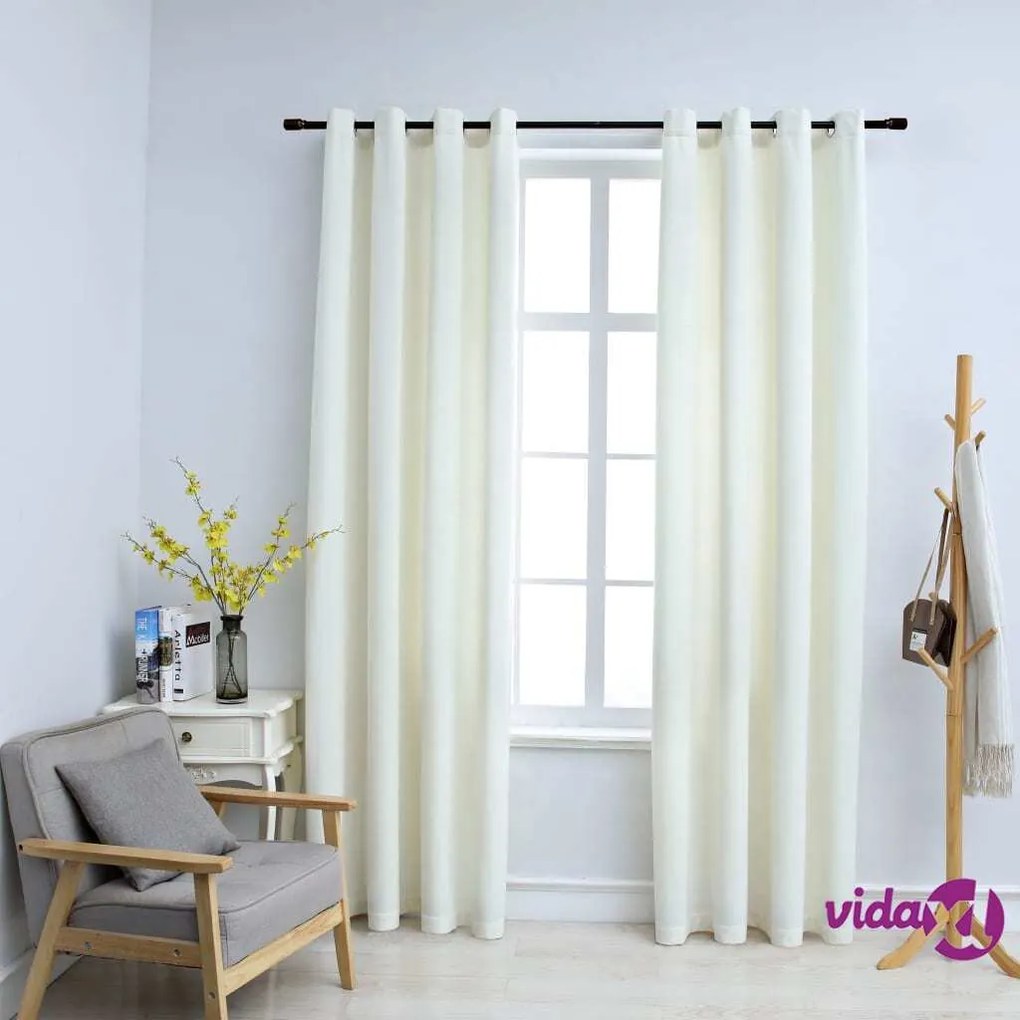 vidaXL Tende Oscuranti con Anelli 2 pz Crema in Velluto 140x245 cm