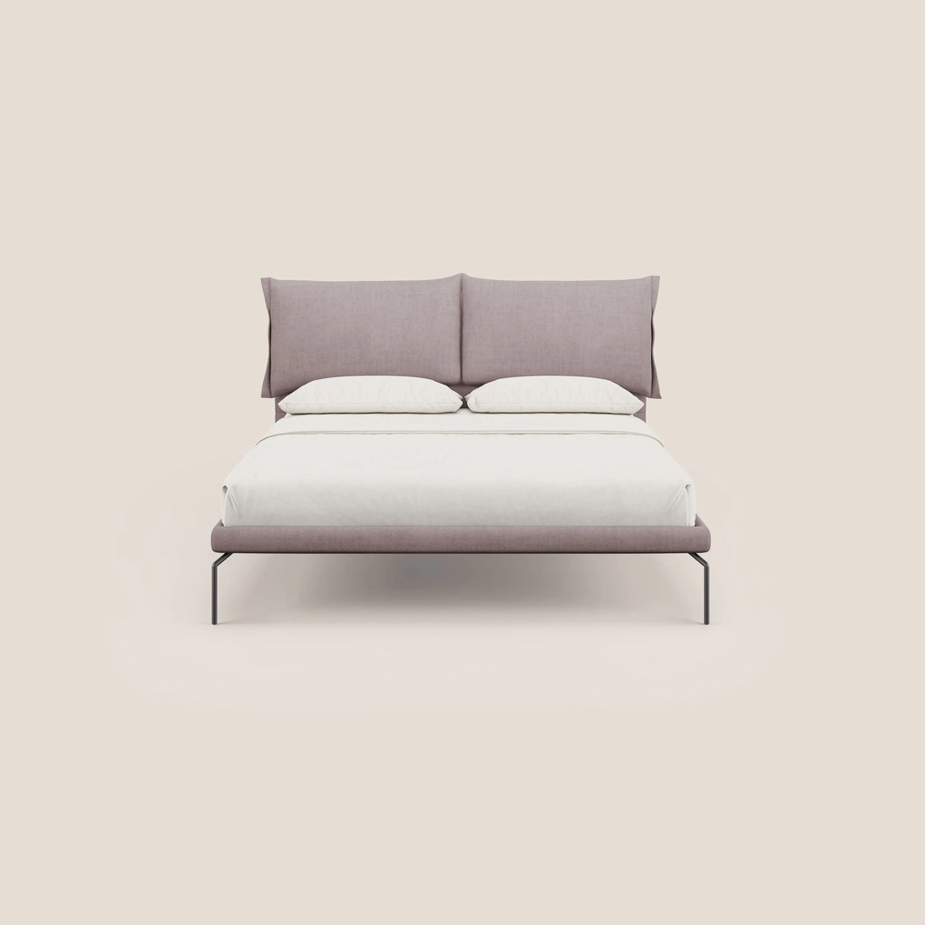 Bice letto imbottito con cuscini e piedi alti in metallo in tessuto impermeabile T02
