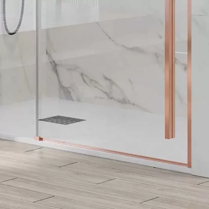 Kamalu - Doccia nicchia oro rosa 140cm scorrevole altezza 200cm | KSA4000G