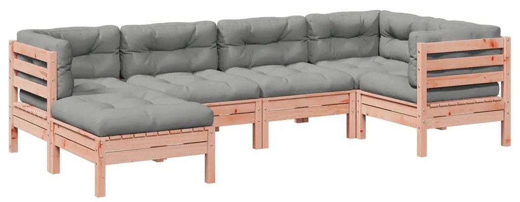 Set divani giardino 6 pz cuscini legno massello abete douglas
