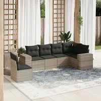 Set Divano da Giardino 6pz con Cuscini Grigio Chiaro Polyrattan 3254969