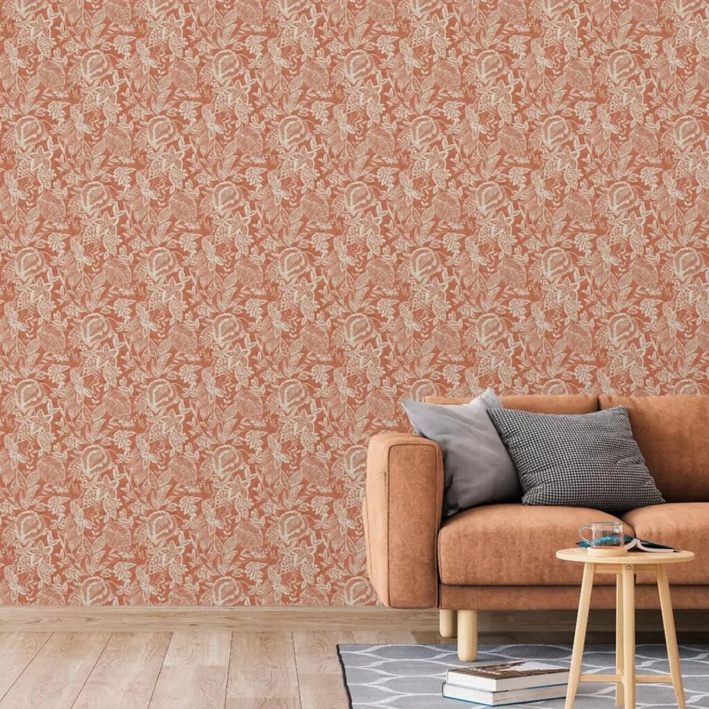 Carta Da Parati Mae Arancione E Beige /