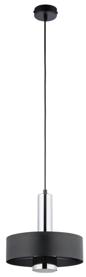 Lampadario a sospensione con filo RIF LUX 1xGX53/12W/230V diametro 25 cm nero/cromo lucido