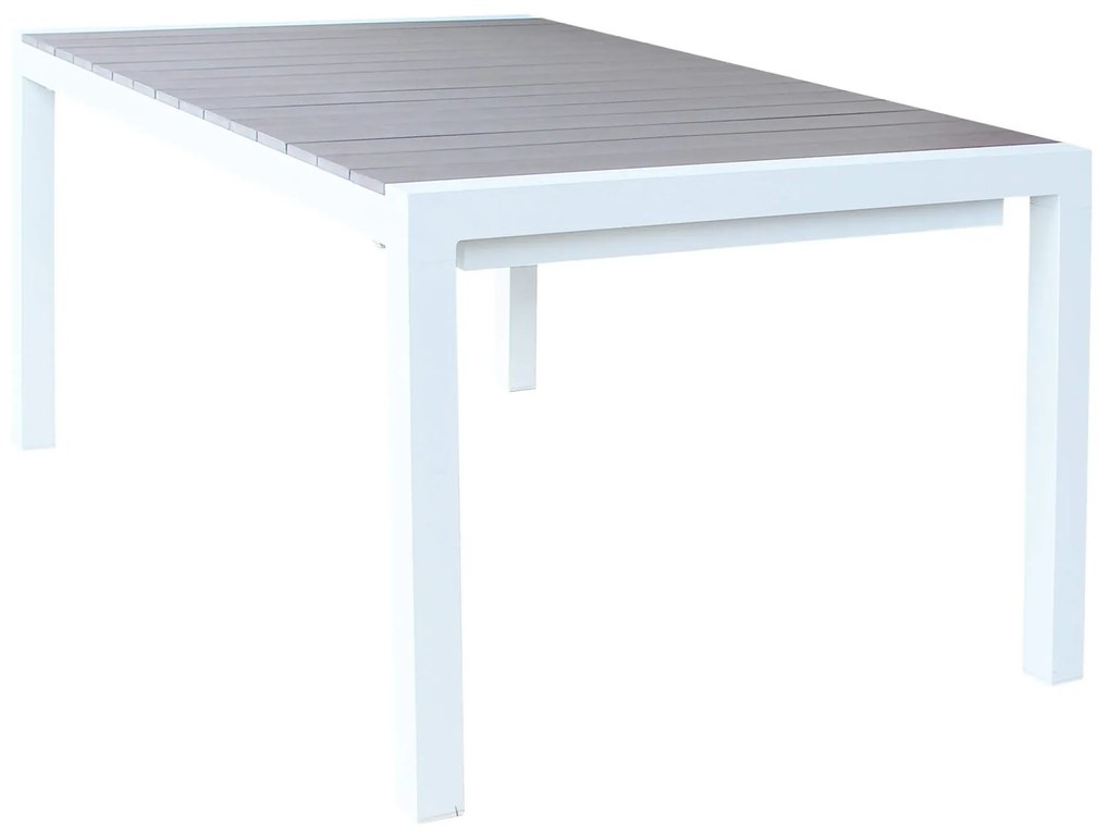 LOIS - set tavolo in alluminio cm 162/242 x 100 x 74 h con 8 poltrone Lotus