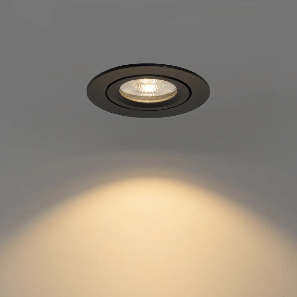 Faretto da incasso nero orientabile 8,2 cm con LED Dim to Warm IP54 Ultra Slim - Pupil