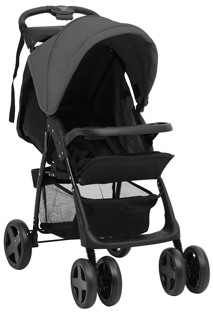Passeggino 2 İn 1 Grigio Scuro E Nero İn Acciaio /