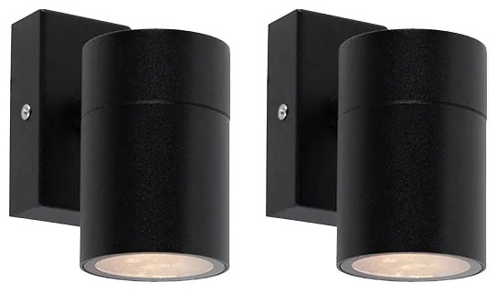 Set di 2 lampade da parete per esterni in acciaio inox nero IP44 - Solo