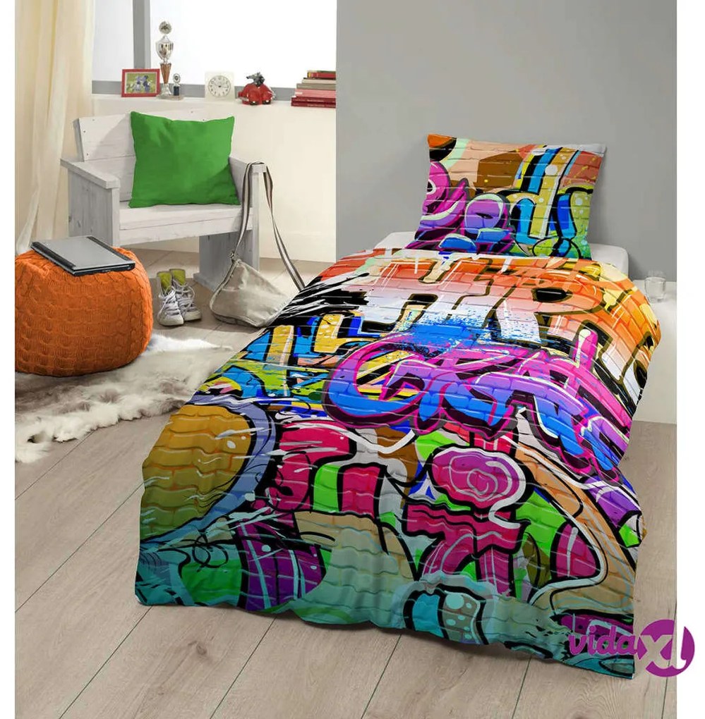Good Morning Copripiumino 5481-P GRAFFITI 135x200 cm Multicolore