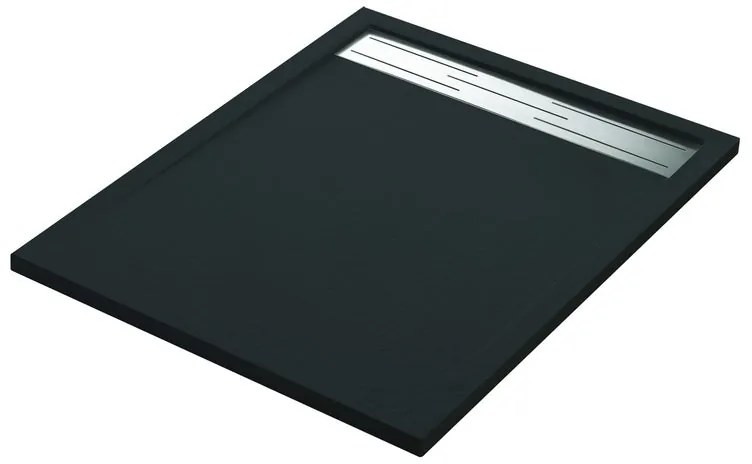 Piatto doccia SENSEA in resina Neo Metal Grid L 70 x L 100 x H 3 cm nero opaco effetto pietra