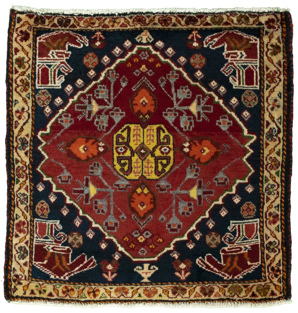 Shiraz Tappeto 60x60 Rosso (Iran) Annodato A Mano