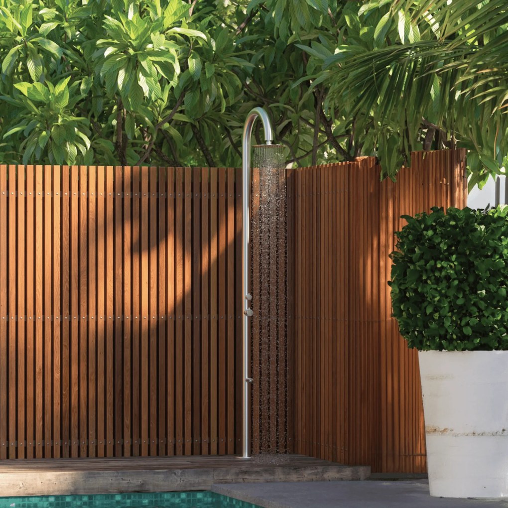 Doccia Tradizionale Per Esterno/Interno Con Miscelatore e Lavapiedi Sined "Palau" Inox Satinato